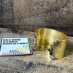 Elyssa Bass Designs Labradorite Multi Marquis Gold Tone Cuff Bracelet